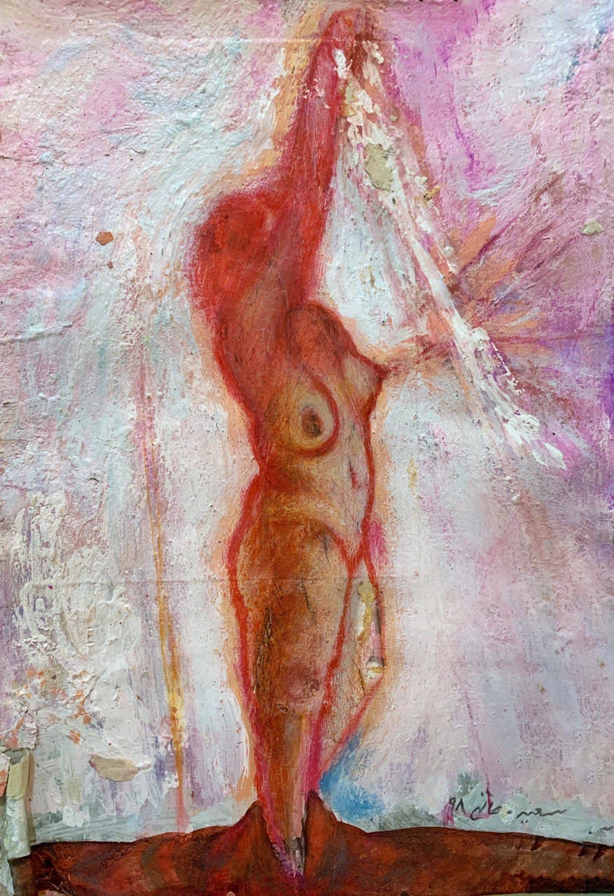 Saeede Hatami - Works - The Goddesses of Heavens and Earth Are Shouting - 33x24cm | mixed media on the cardboard